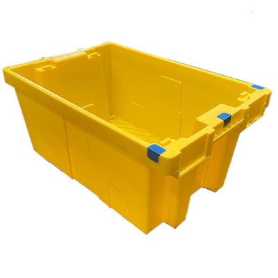 Caixas plásticas Nestable da caixa movente plástica amarela do HDPE de 60 x de 40 x de 27.5cm