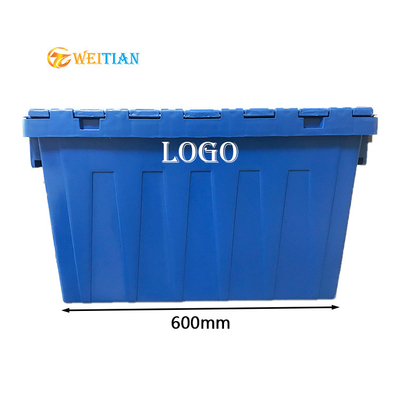 carga 50Kg do HDPE de Hygien do deslizamento das caixas 60L moventes plásticas reusáveis anti